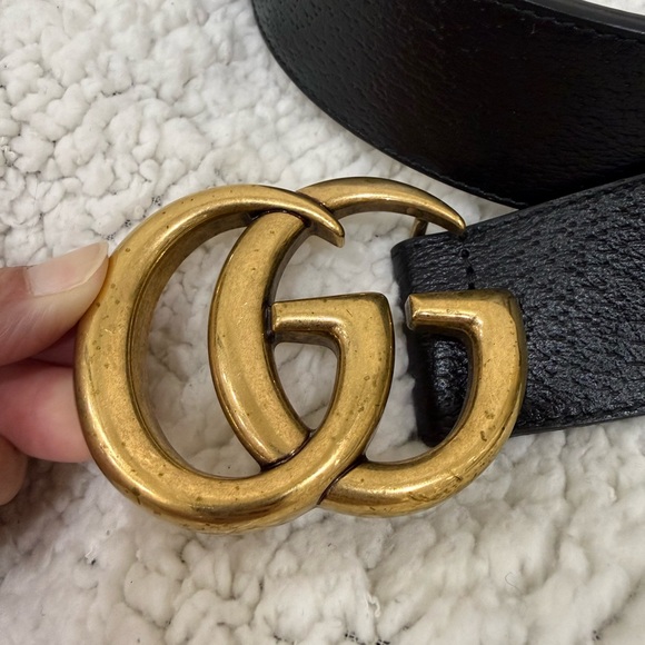 Black Belt with Gold GG Buckle